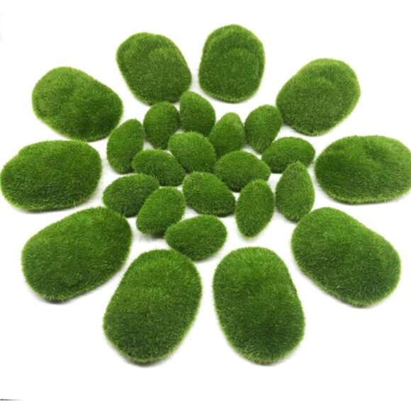 25 PCS 2 Size Artificial Moss Rocks Decorative,Green Moss Balls, Fake Moss Decor - Picture 4 of 8